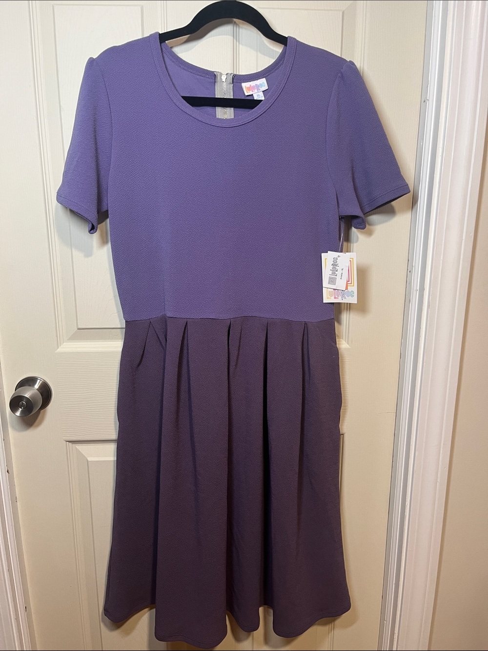 LuLaRoe Girls Purple Short Sleeve Dress with Pleated Skirt